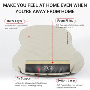 Memory Foam Inflatable Portable Compressible Camping Travel Pillow