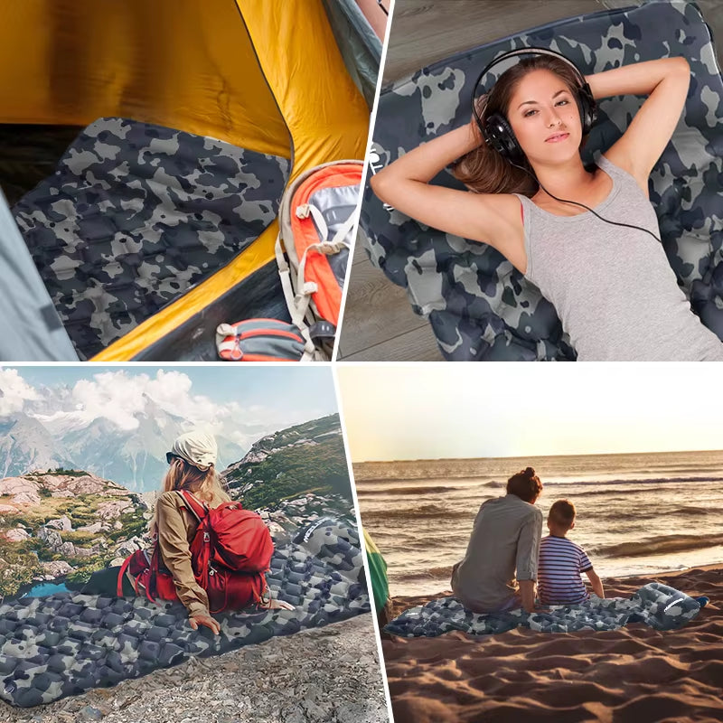 Ultralight Compact Inflating Sleeping Mattress with Pillow