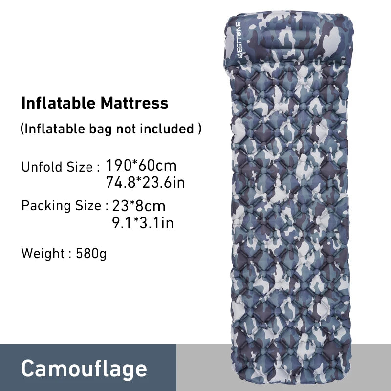 Ultralight Compact Inflating Sleeping Mattress with Pillow