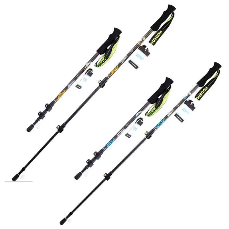 Carbon Hiking Poles 3 Sections 63-135Cm EVA Straight Grip Handle