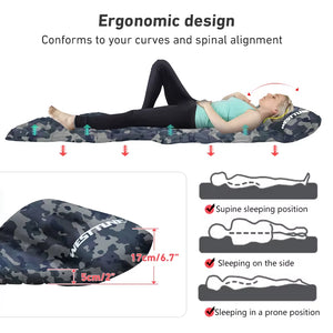 Ultralight Compact Inflating Sleeping Mattress with Pillow