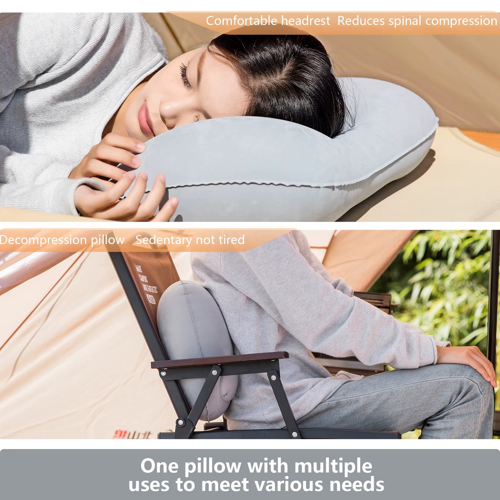 BISINNA Inflatable Ultralight Pillow for Neck and Lumbar Support