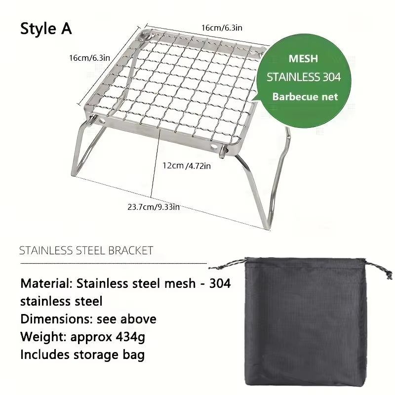 Folding Campfire Grill for Gas Stove or Fire