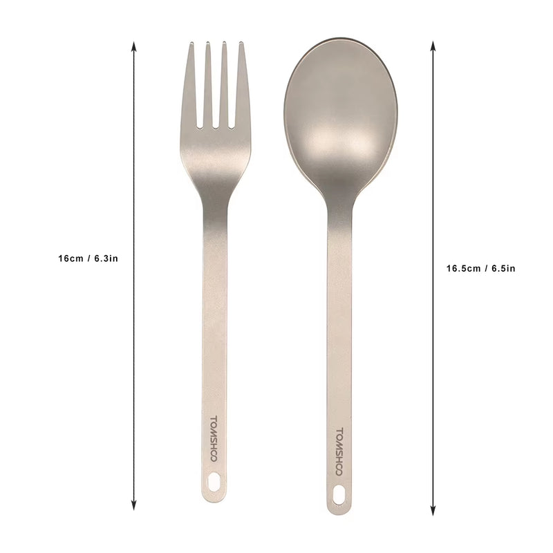Titanium Spoon & Fork Cutlery Set for Outdoors & Camping