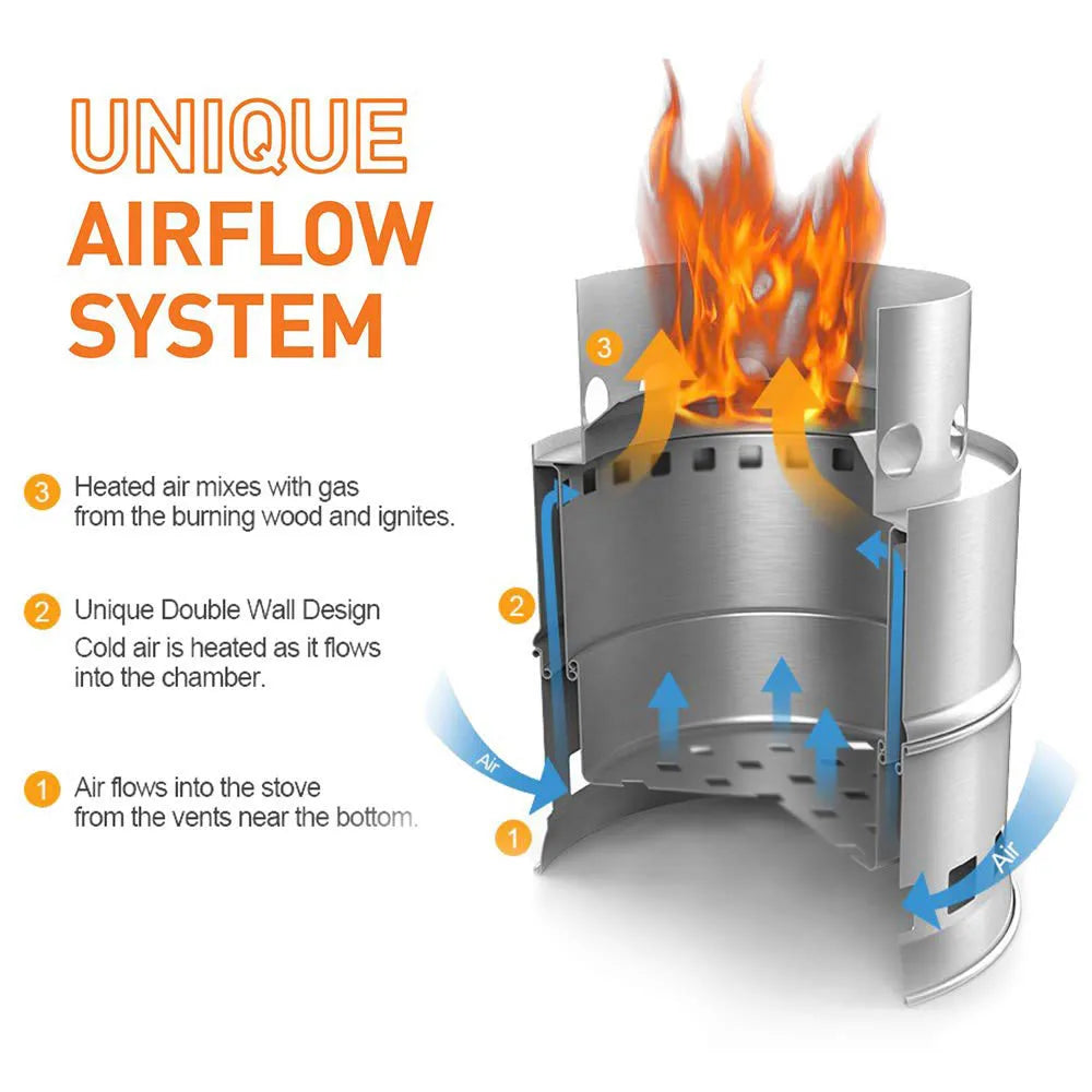 Lightweight Camping Wood Stove Stainless Steel