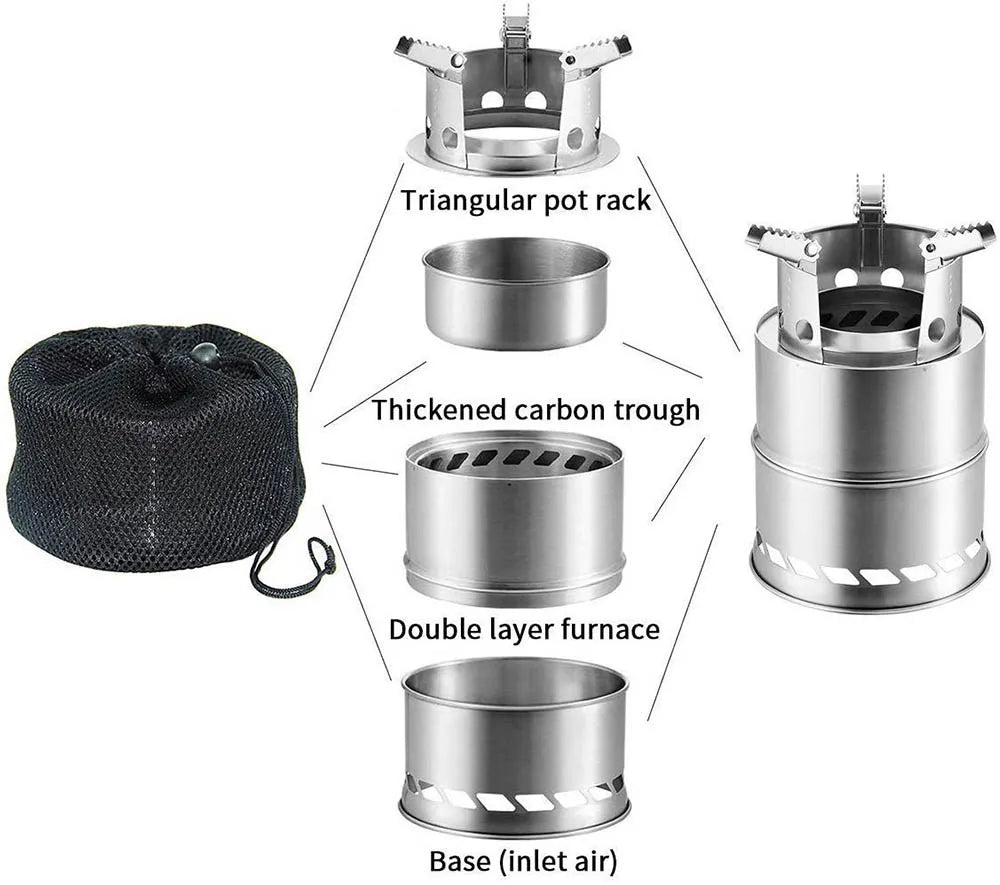 Lightweight Camping Wood Stove Stainless Steel