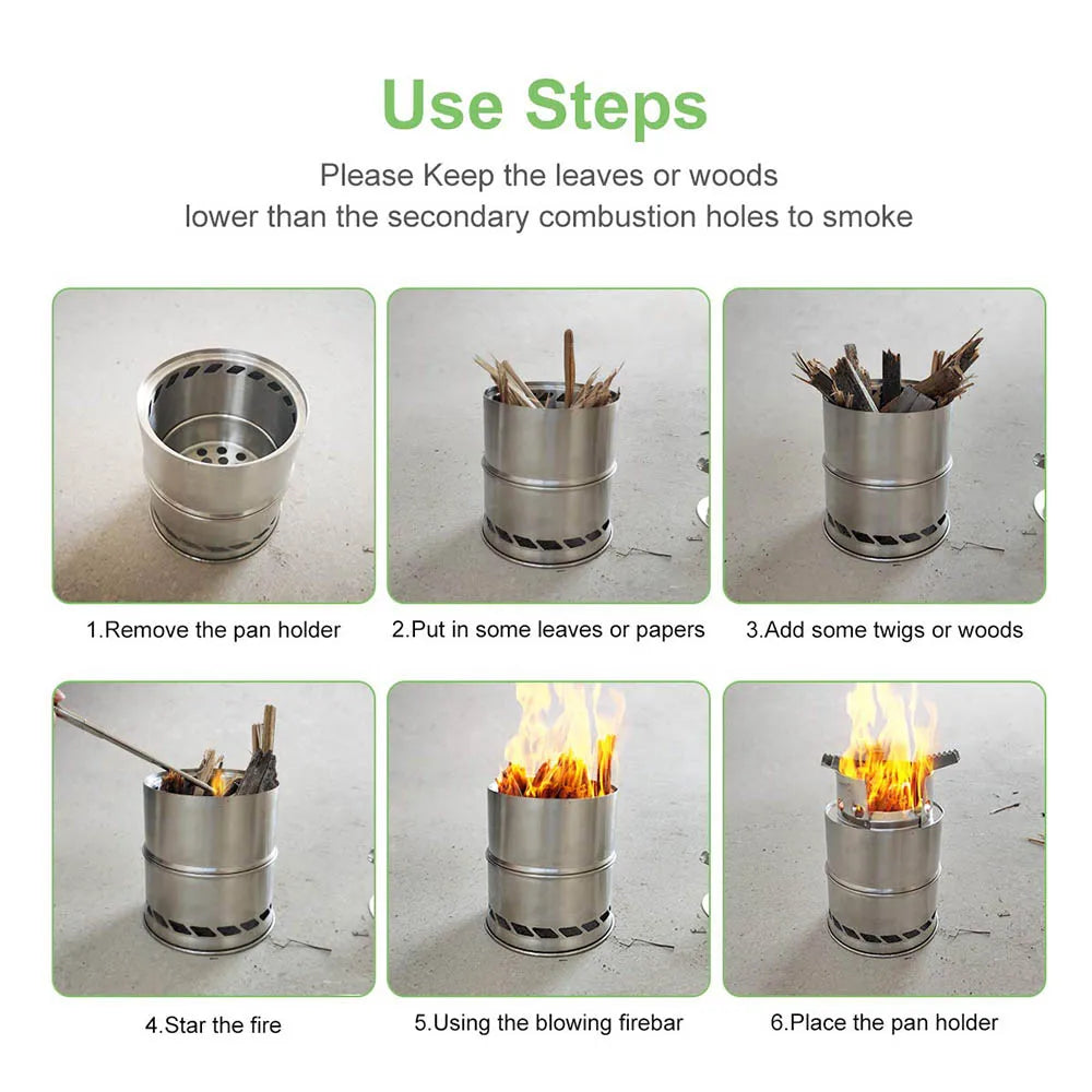 Lightweight Camping Wood Stove Stainless Steel