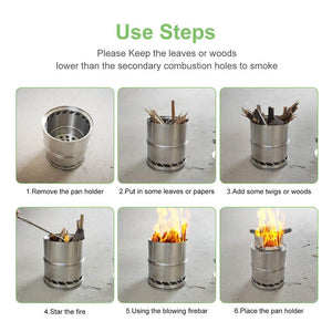 Lightweight Camping Wood Stove Stainless Steel