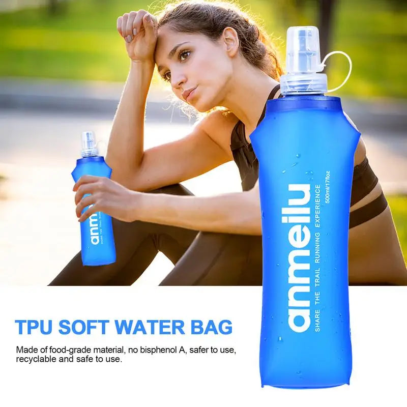 1Pc 250/500Ml Ultralight Folding Water Bag Water Bottle Pouch Outdoor Sport Supplies Hiking Running Soft Flask Water Bottle