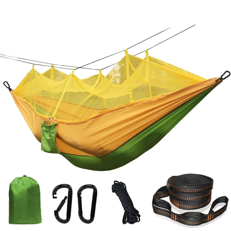 Lightweight Camping Hammock with Mosquito Net Comfortable for Outdoor Durable Breathable 210T Parachute Nylon Material Hammocks