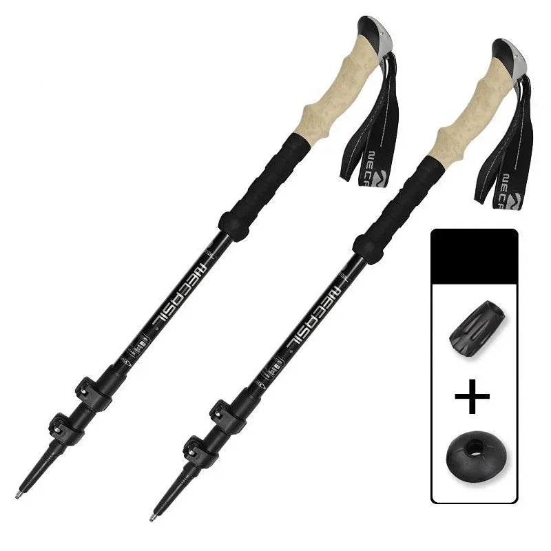 Aluminium Hiking Poles Telescopic Ultralight Adjustable with Quick Lock