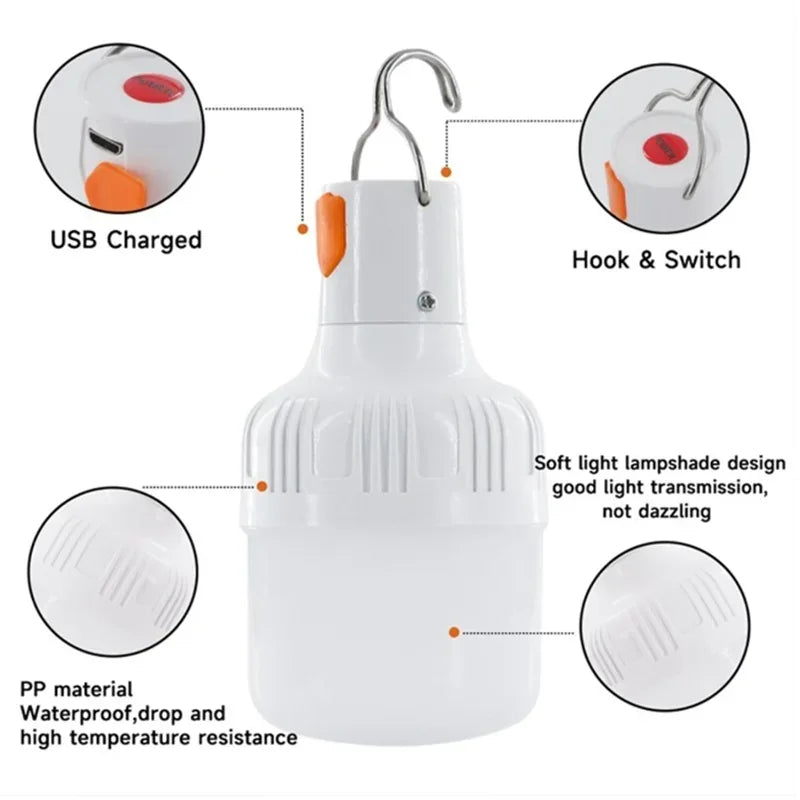 Waterproof USB Rechargeable 60w Portable LED Lamp