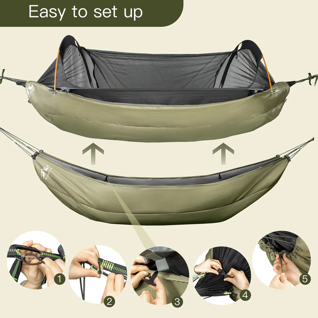 Night Cat Hammock Underquilts Sleeping Bag Single Insulated under Blanket 4 Seasons Lightweight Soft Warm 5-20℃ 8X3.6Ft