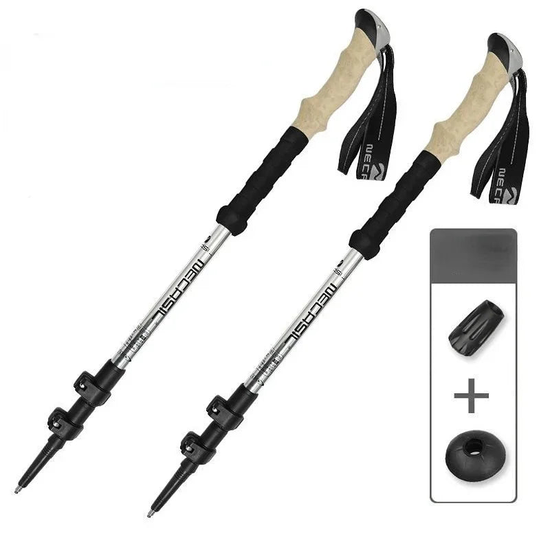 Aluminium Hiking Poles Telescopic Ultralight Adjustable with Quick Lock