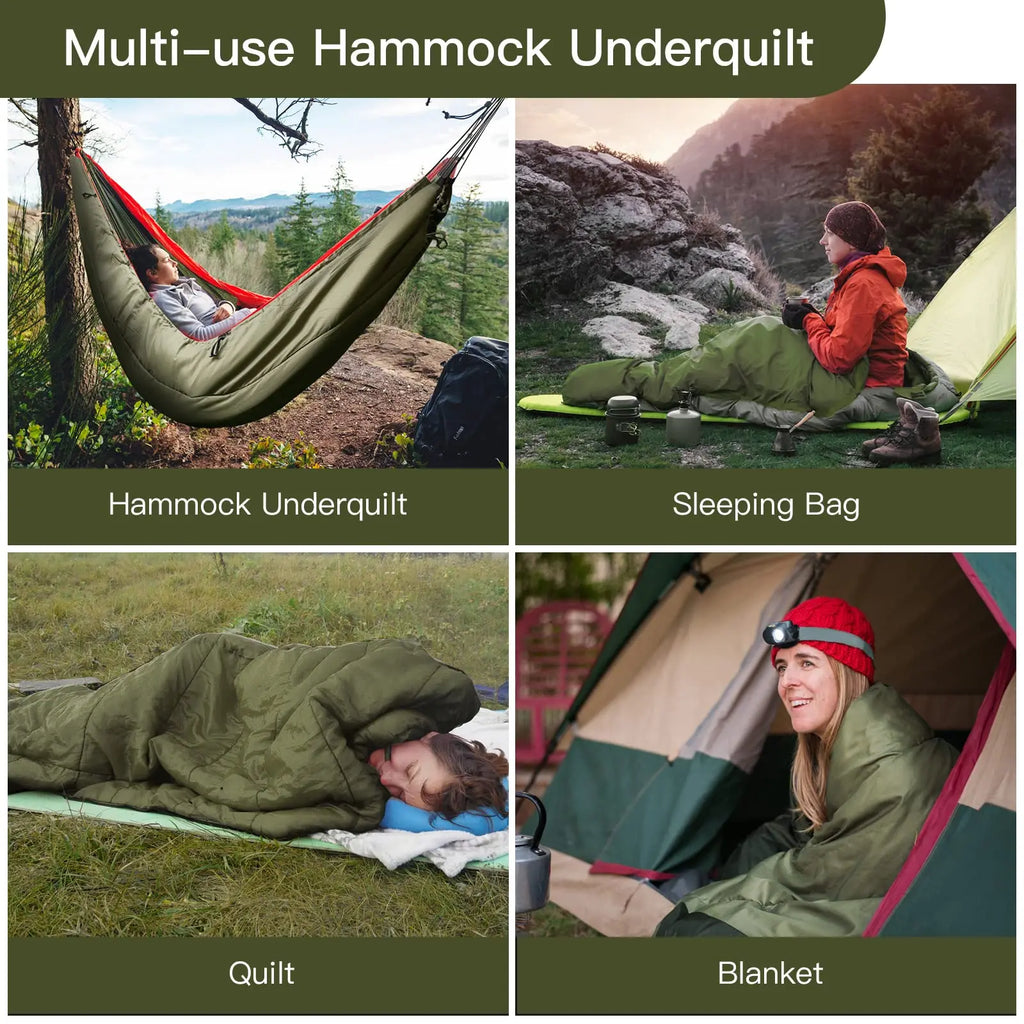 Night Cat Hammock Underquilts Sleeping Bag Single Insulated under Blanket 4 Seasons Lightweight Soft Warm 5-20℃ 8X3.6Ft