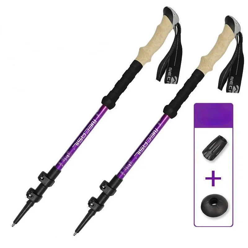 Aluminium Hiking Poles Telescopic Ultralight Adjustable with Quick Lock