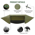 All-In-One Tunnel Mosquito Net + Hammock + Waterproof Rainfly - Tree Tent for Solo Waterproof & Bug-Proof Hiking Camping