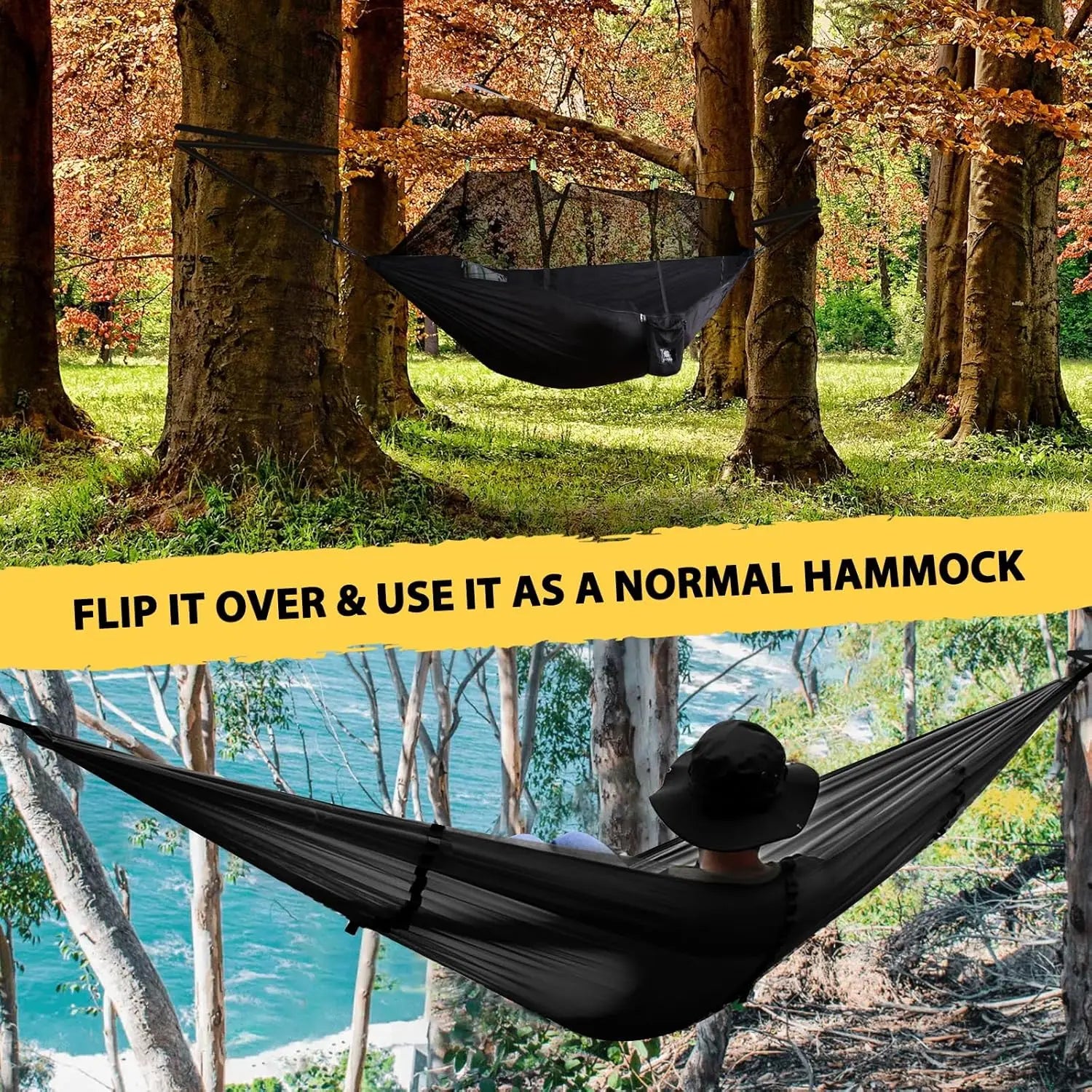 Lightweight Camping Hammock with Mosquito Net 210T Parachute Nylon