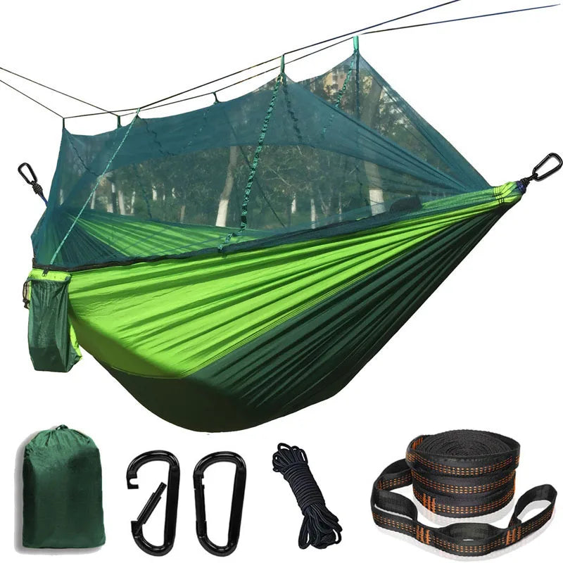 Lightweight Camping Hammock with Mosquito Net Comfortable for Outdoor Durable Breathable 210T Parachute Nylon Material Hammocks