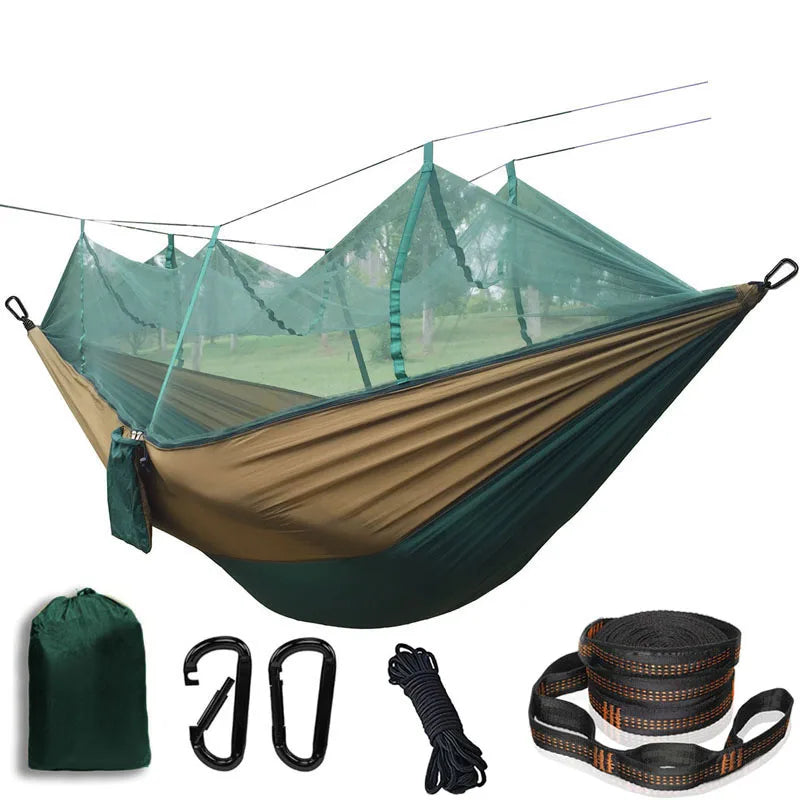 Lightweight Camping Hammock with Mosquito Net Comfortable for Outdoor Durable Breathable 210T Parachute Nylon Material Hammocks