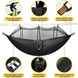 Lightweight Camping Hammock with Mosquito Net 210T Parachute Nylon