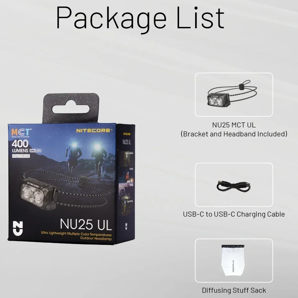 NITECORE NU25 MCT Ultralight Waterproof Rechargeable Headlamp