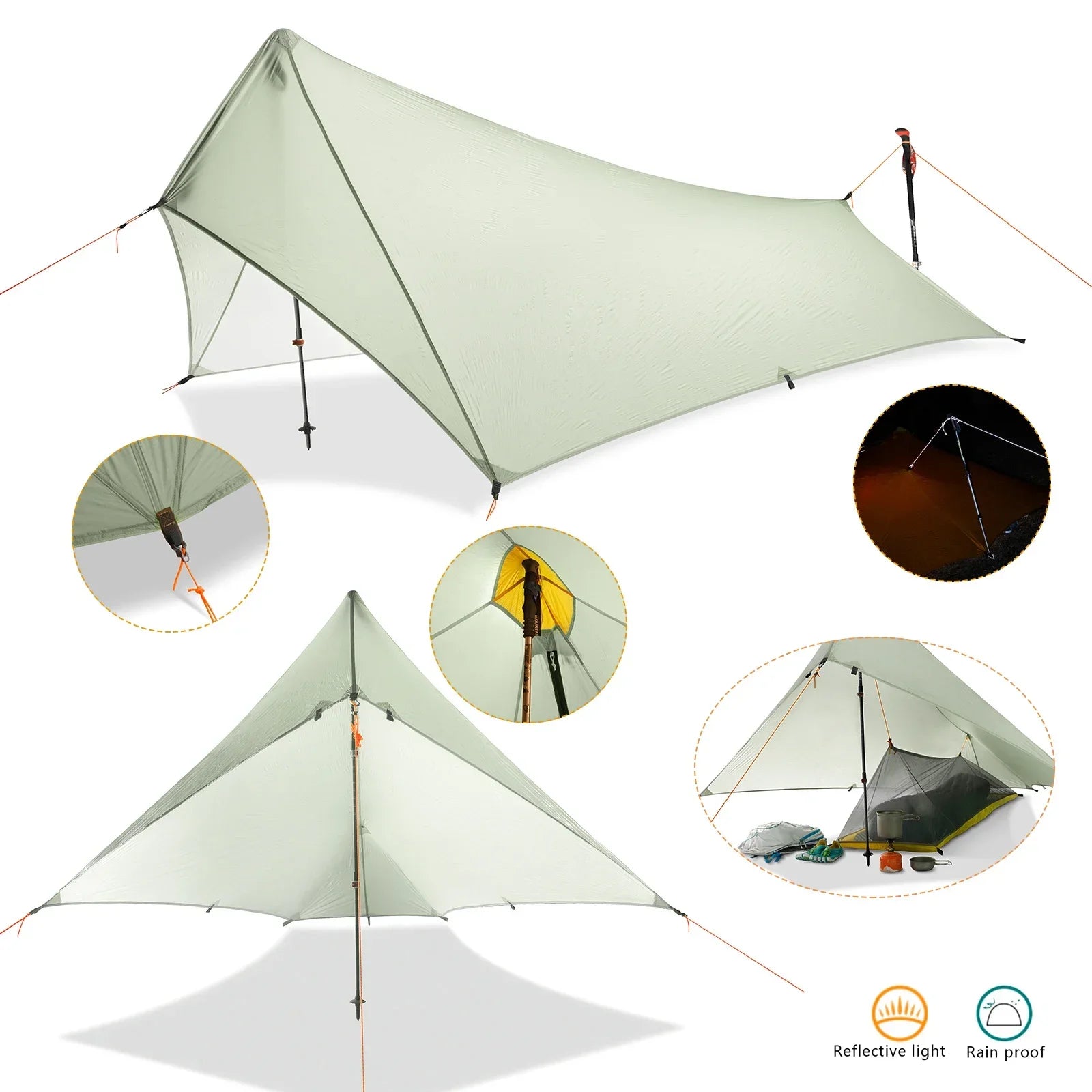 Ultralight Rain Fly Tent Tarp Silicone Coated Nylon