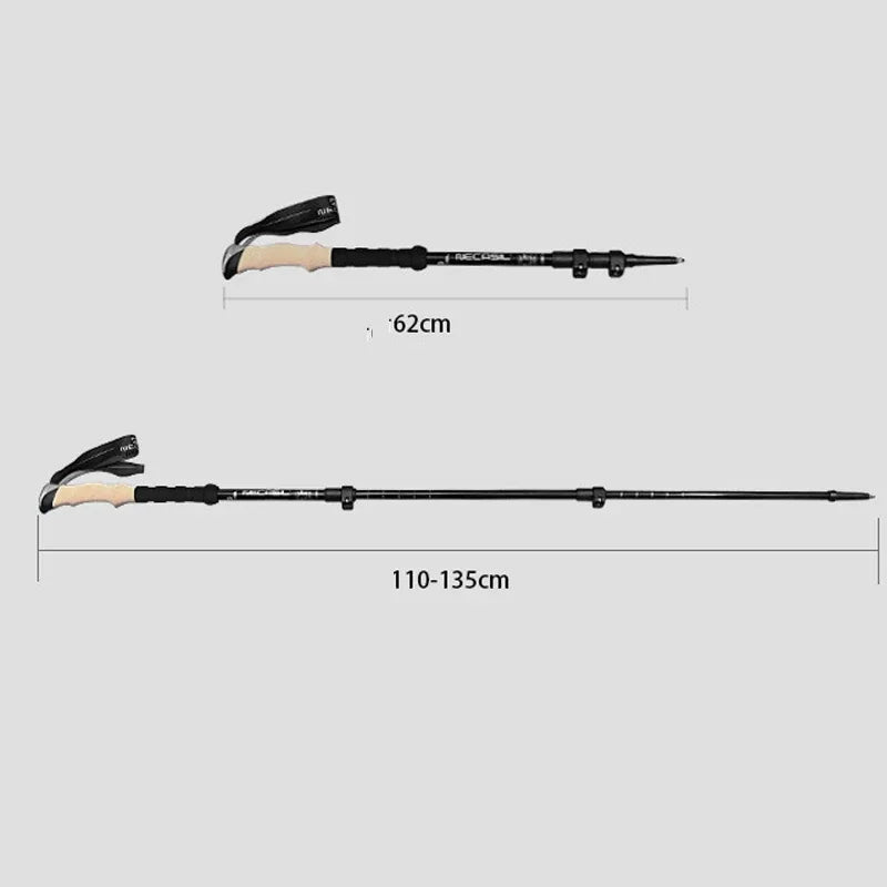Aluminium Hiking Poles Telescopic Ultralight Adjustable with Quick Lock