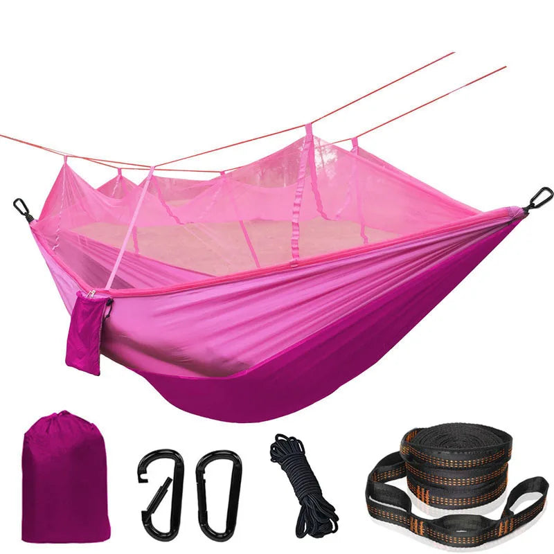 Lightweight Camping Hammock with Mosquito Net Comfortable for Outdoor Durable Breathable 210T Parachute Nylon Material Hammocks