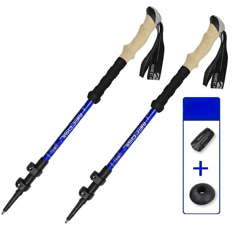 Aluminium Hiking Poles Telescopic Ultralight Adjustable with Quick Lock