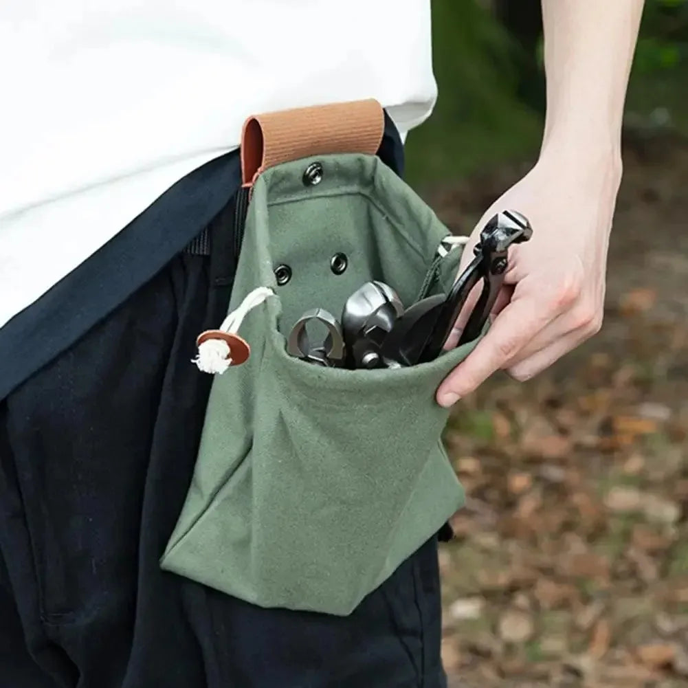 1Pc Outdoor Foraging Bag Travel Foraging Bag Waxed Canvas Foraging Pouch with Faux Leather Belt for Outdoor Activities