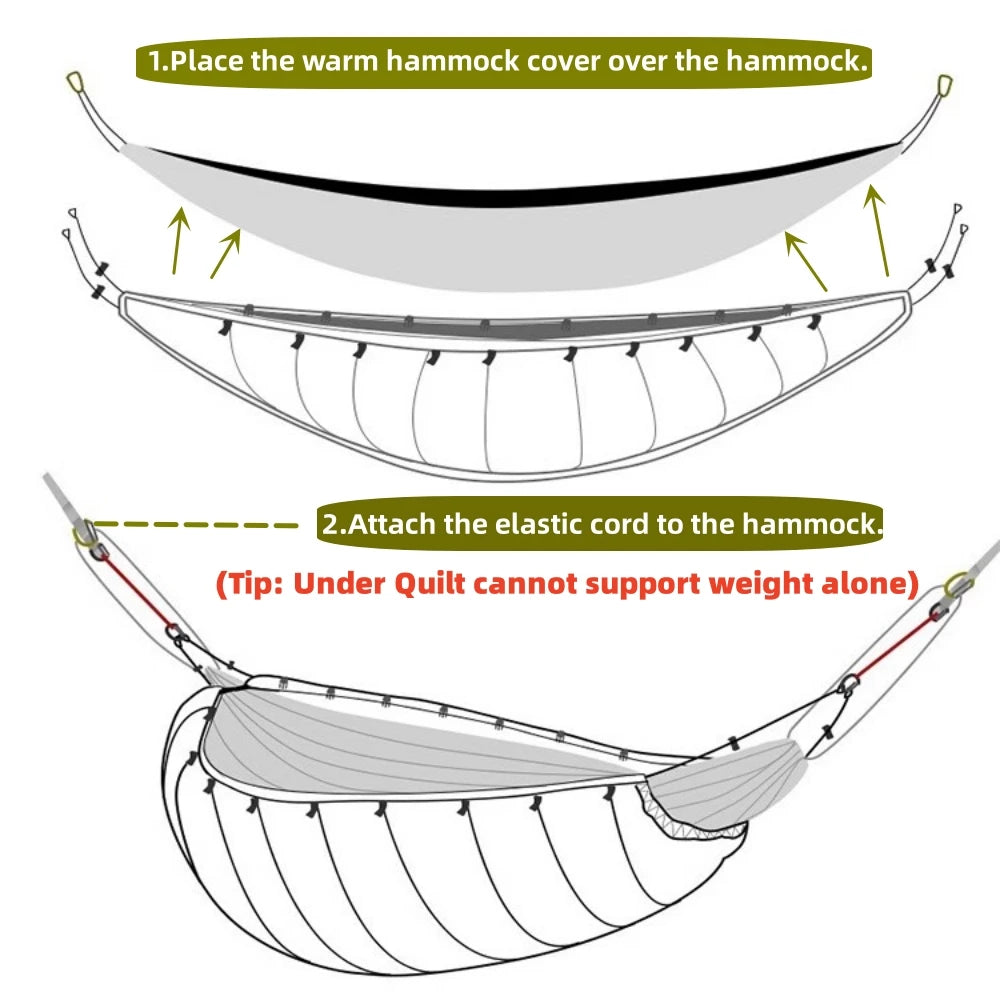 Night Cat Hammock Underquilts Sleeping Bag Single Insulated under Blanket 4 Seasons Lightweight Soft Warm 5-20℃ 8X3.6Ft