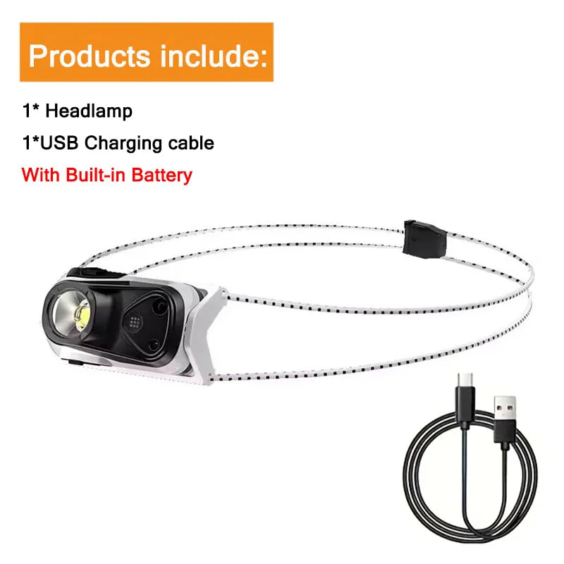 Ultralight XPG Rechargeable Waterproof Headlight with Sensor