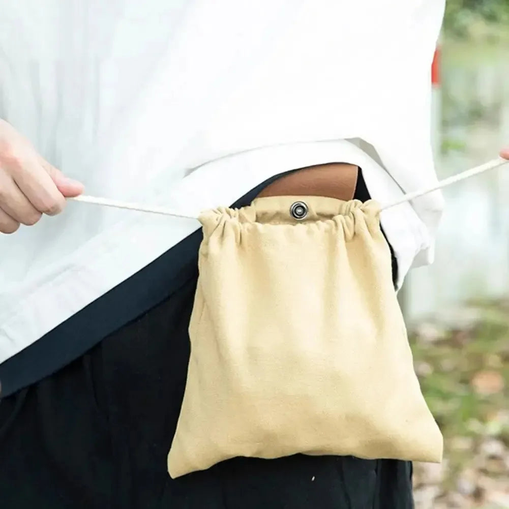 1Pc Outdoor Foraging Bag Travel Foraging Bag Waxed Canvas Foraging Pouch with Faux Leather Belt for Outdoor Activities