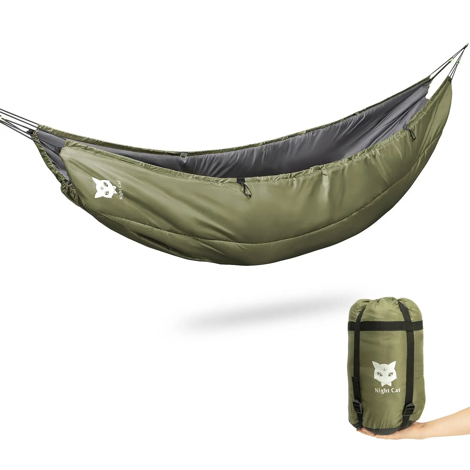 Night Cat Hammock Underquilts Sleeping Bag Single Insulated under Blanket 4 Seasons Lightweight Soft Warm 5-20℃ 8X3.6Ft