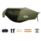 All-In-One Tunnel Mosquito Net + Hammock + Waterproof Rainfly - Tree Tent for Solo Waterproof & Bug-Proof Hiking Camping