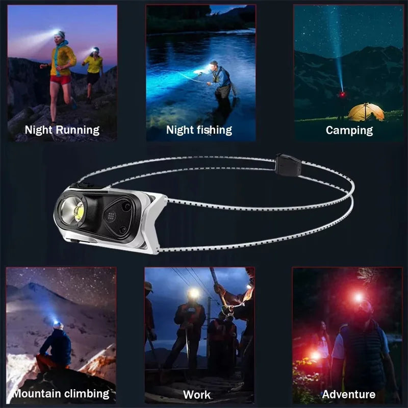 Ultralight XPG Rechargeable Waterproof Headlight with Sensor