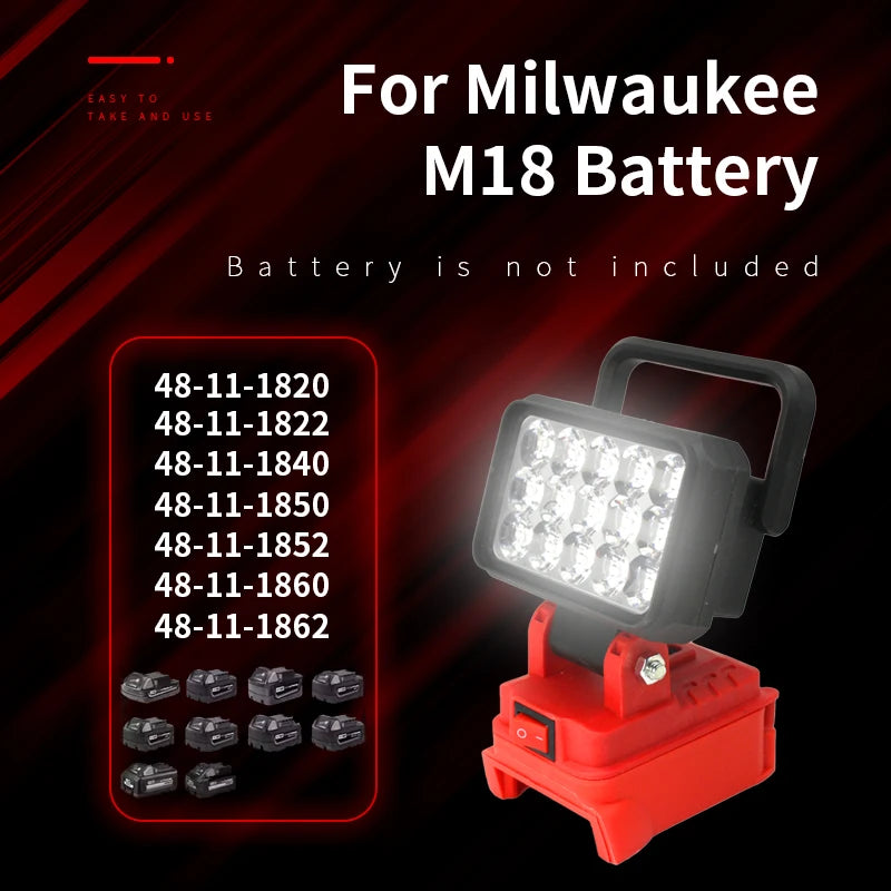 LED Work Light for Milwaukee M18 18v Battery (not included)