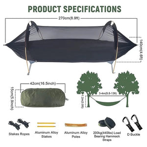 All-In-One Tunnel Hammock + Mosquito Net + Waterproof Rainfly