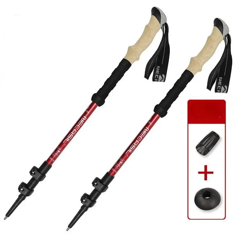 Aluminium Hiking Poles Telescopic Ultralight Adjustable with Quick Lock