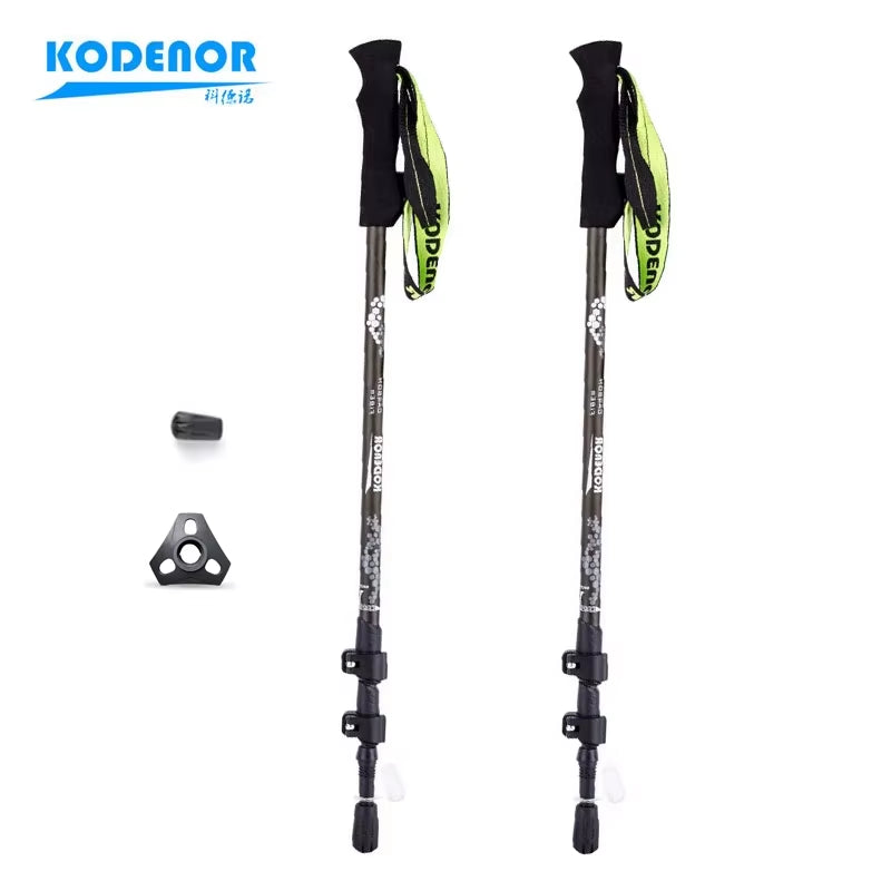 Carbon Hiking Poles 3 Sections 63-135Cm EVA Straight Grip Handle