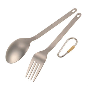 Titanium Spoon & Fork Cutlery Set for Outdoors & Camping