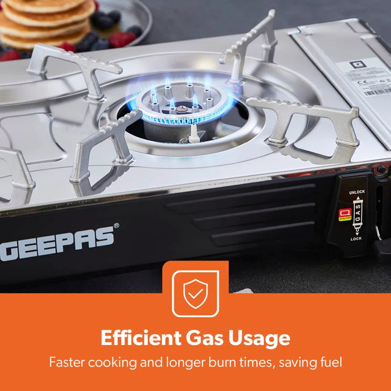 Portable Camping Gas Stove, Double Burner, Grill Plate, Automatic Ignition System