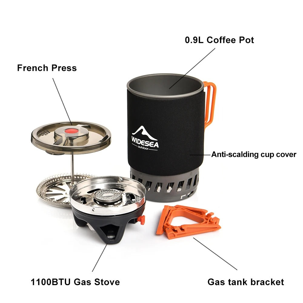 Widesea Portable Camping Coffee Maker Set French Press 0.9L Coffee Pot