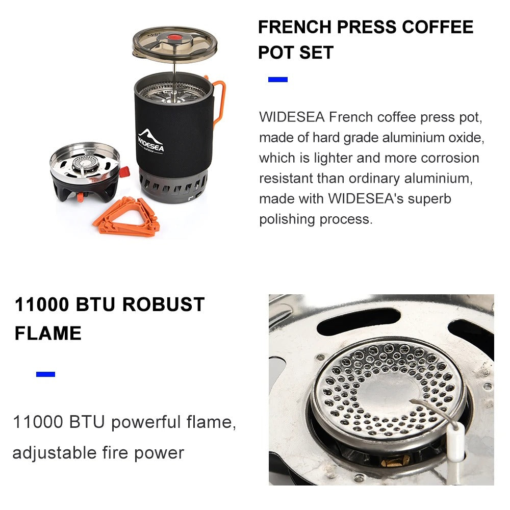 Widesea Portable Camping Coffee Maker Set French Press 0.9L Coffee Pot