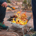 Collapsible Portable Fire Pit with Cooking Grill & Carry Bag