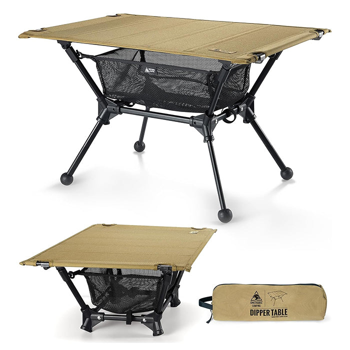 OneTigris Lightweight Portable Folding Table with Mesh Storage Net
