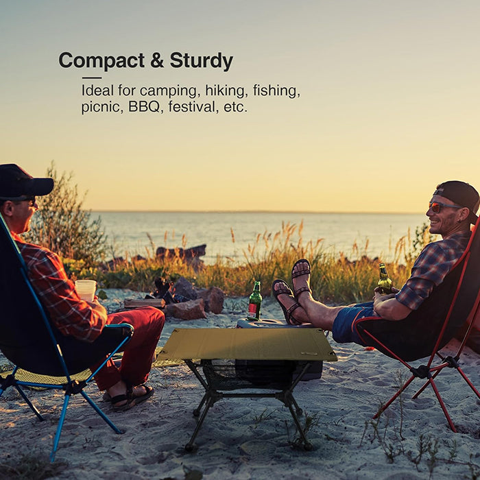 OneTigris Lightweight Portable Folding Table with Mesh Storage Net