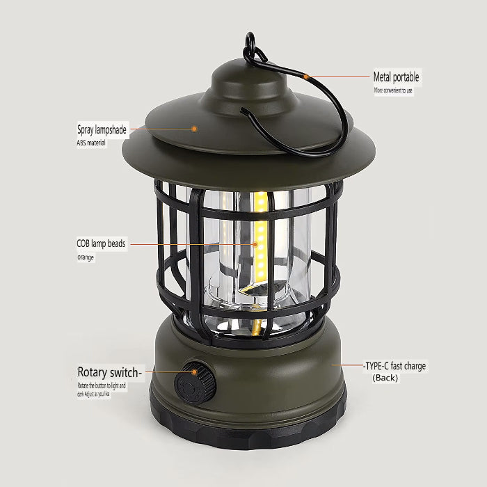 Waterproof USB Rechargeable Camping Lantern Dimmable