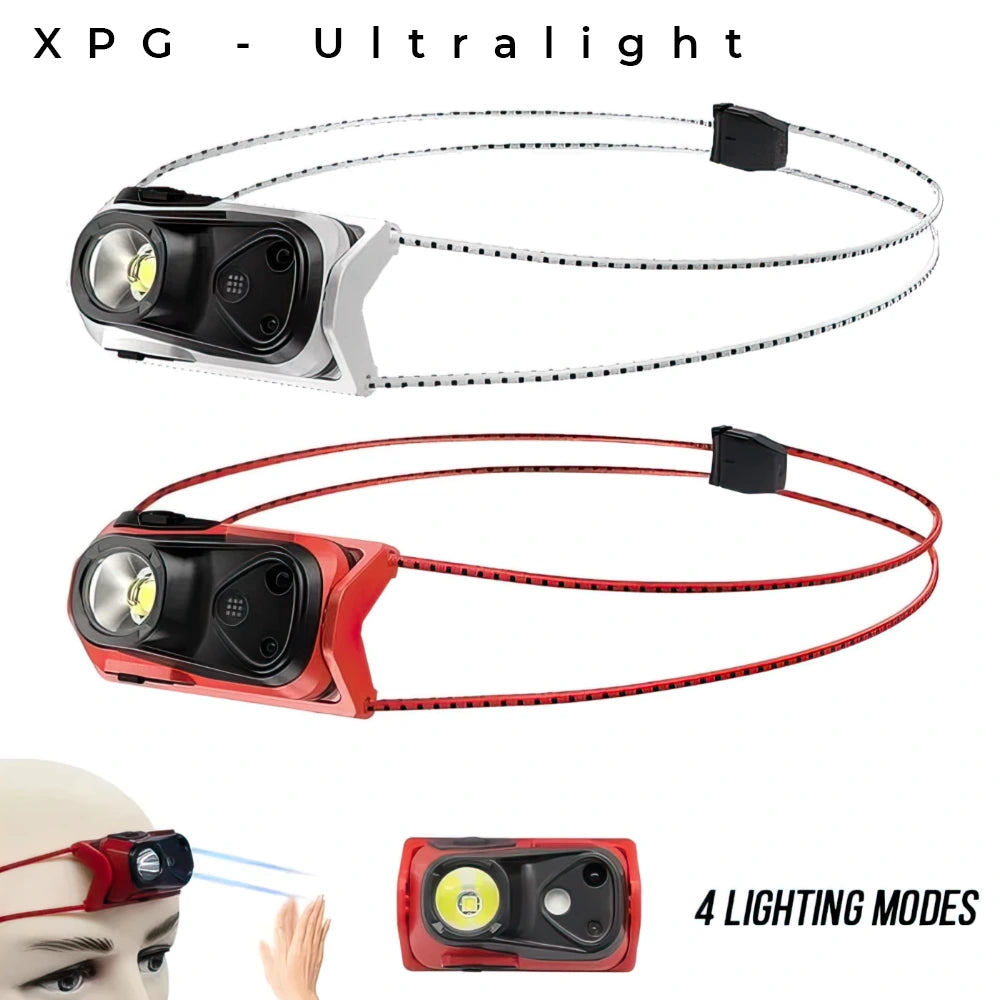 Ultralight XPG Rechargeable Waterproof Headlight with Sensor
